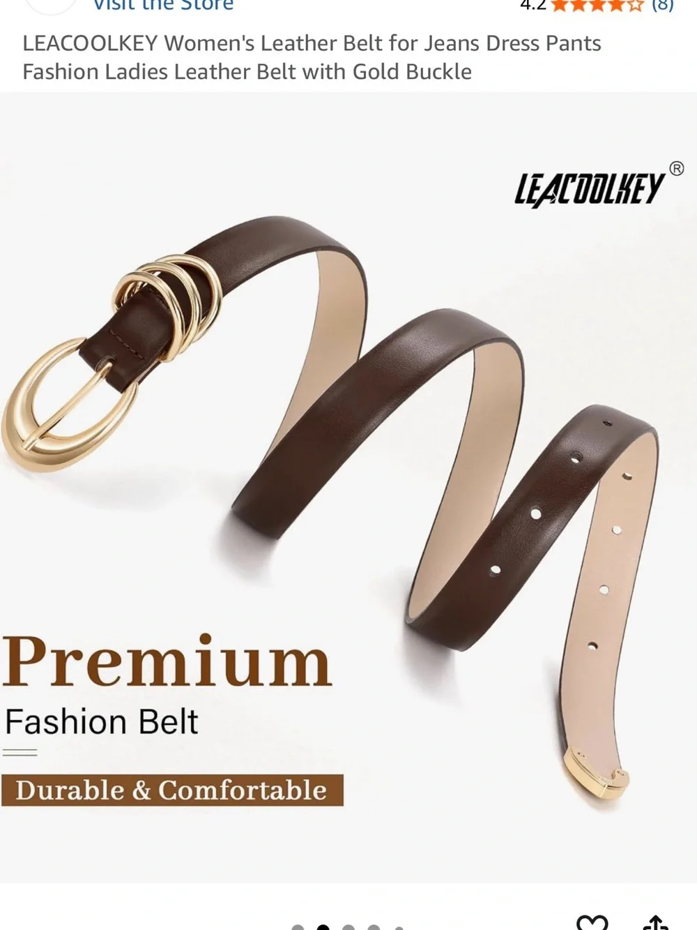 Black Leather Belt with Gold-Tone Buckle